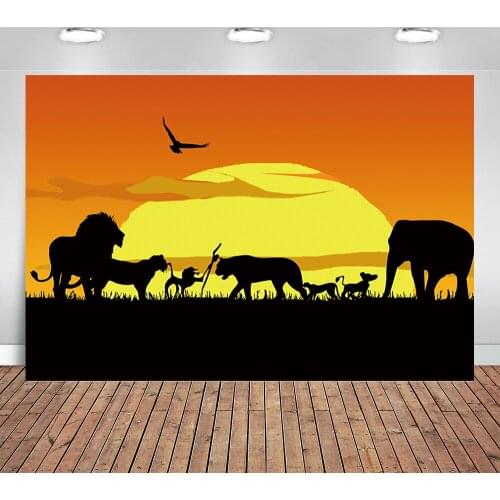 Photo Background Lion Photocall African Savane Wild Animal Travel Child Birthday Backdrop Photography Photophone