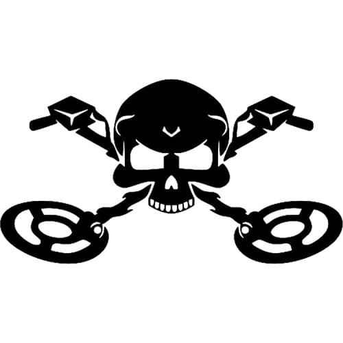 Car Sticker Funny Skull with Metal Detectors Automobiles Motorcycles Exterior Accessories Bumper Window Vinyl Decal 22cm*12cm
