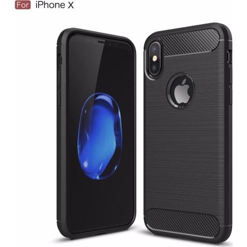 Kolpler Soft TPU Silicone case for iphone X case cover bumper Carbon Fiber Texture back cover for iphone X case shell phone bag