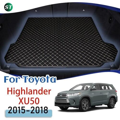 For Toyota Highlander XU50 2015-2018 Leather Car Trunk Mat Trunk Boot Mat Liner Pad Cargo pad Carpet Tail Cargo Liner Sline 2016