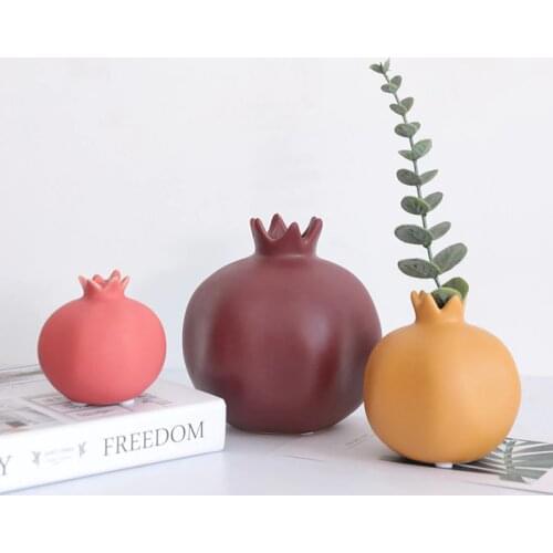 Creative Ceramic Pomegranate Vase S Handmade Decorative Table Flower Vase Filler Small Cute Porcelain Fruit Pot Nordic Home Deco