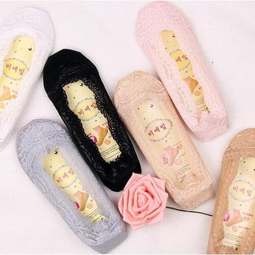 Lace Low Cut Boat Sock Antiskid No-Show Socks Invisible Stretchy Foot Cover Peds