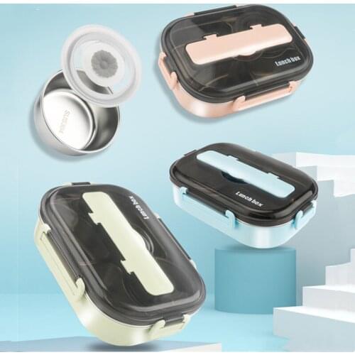 Stainless Steel Lunch Box With Soup Bowl Tableware Keep Warm And Fresh Large-Capacity Food Container Student Bento Picnic