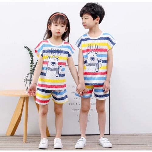 Summer Children Pajamas Animal Cartoon Sleepwear Kids Clothes Set Short Sleeve Pyjamas Kids Toddler Baby Sleepwear For Boys Girl