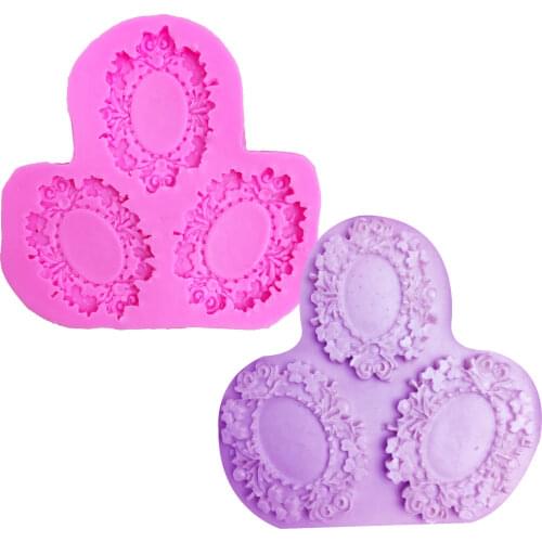 M0267 DIY Mirror Fondant Cake Decorating Tools Frame Cupcake Chocolate Wedding Cake Border Silicone Kitchen Baking Moulds