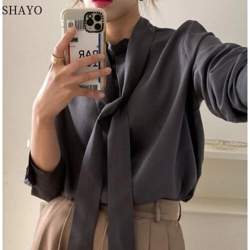 MEUSSIAOZI Stand-up Collar Blouses