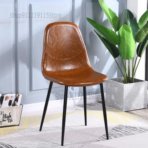 Custom Nordic Fashion Simple Metal Leisure Dining Chair Hotel Restaurant Chair Industrial Iron Dining Chair Pu Leather Chair