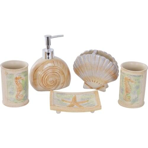 HT422B Resin Washing Suit Household American Village Resin Bathroom Supply Kit Pure Hand Carving Bathroom Five Piece Set