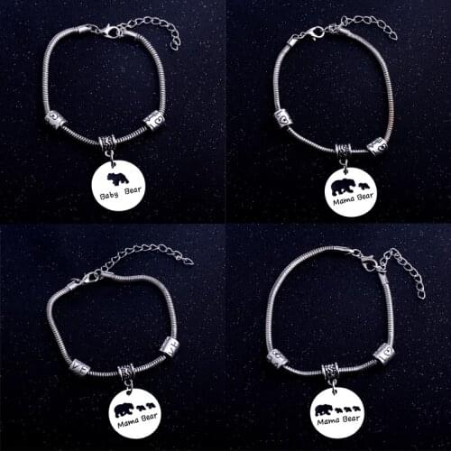 4 Types Baby Bear Mama Bear Bracelet Charm Chain Bangle Women Family Jewelry Pendant Gift For Mommy Mothers Day Cute Wristband