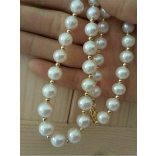 HUGE AAA 9-10MM ROUND SOUTH SEA WHITE PEARL NECKLACE 18 "