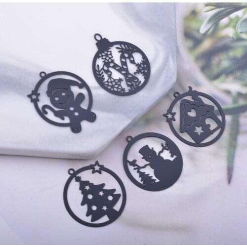 12pcs Thin Black christmas Tree Charms snowman Pendant DIY Making Eearring Pendant Jewelry Findings