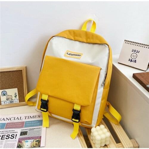 Harajuku Girl In Forest Simple School Bag For Men And Women With Badge Student Backpack Leisure Travel Commemorative Gift