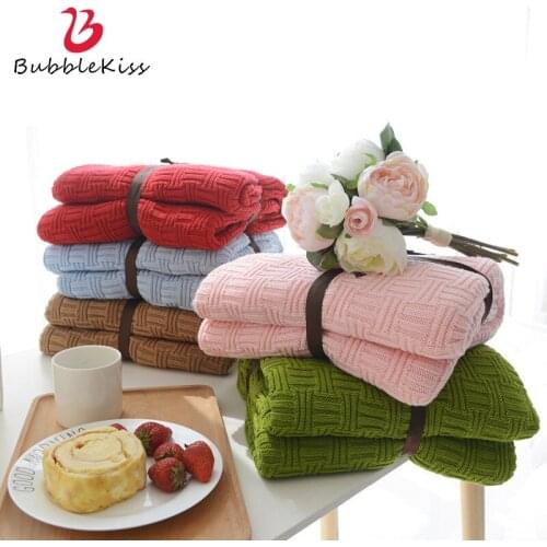 Bubble Kiss Suitable for Four Seasons Knitted Blanket Cotton Wool Coral Fleece Blanket Office Sofa Nap Portable Throw Blanket