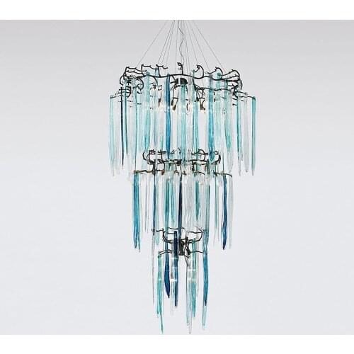 Luxury Glass Water Drop Chandelier Lighting LED Brass Copper Branch Large Modern Chandelier Pendant Light for Staircase Living