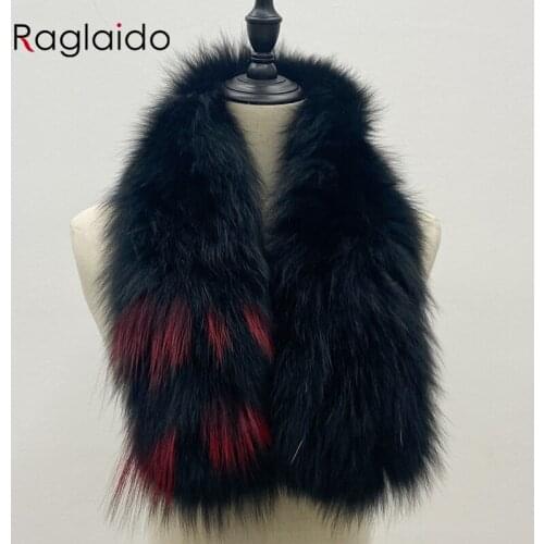 Women Luxury Scarf Natural Fluffy Fox Fur Shawls Winter Female Warm Stylish Solid Fashion Knitted Scarves 90x15cm