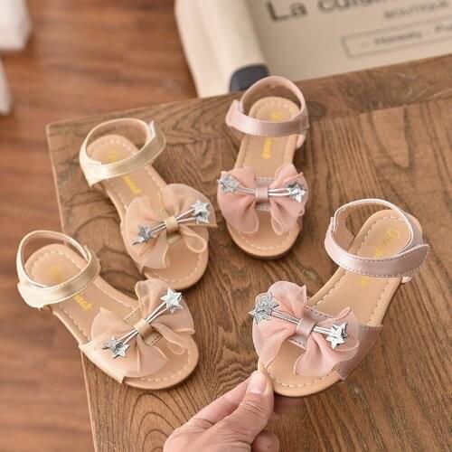 Princess Sandals Girls Childrens Anti-Slip Soft Bottom Childrens Bow Girls Baby Shoes Flat Sandals Women Sandals