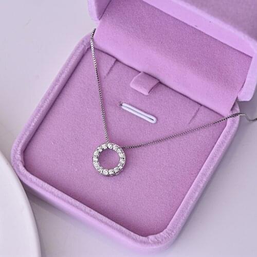 Silver Color Necklace Pendant Jewelry For Women Full Circle Pendant Luxury Silver Color Necklace