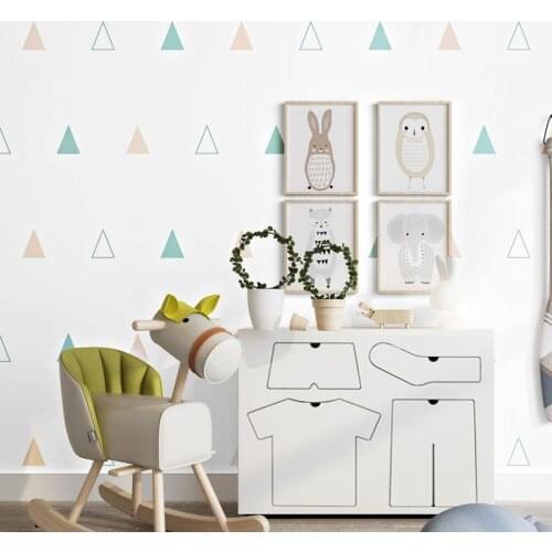 Modern Geometric Triangle Wallpaper 3D Boys And Girls Bedroom Kids Background Wall Decor Pure Paper Eco-Friendly Wall Paper Roll