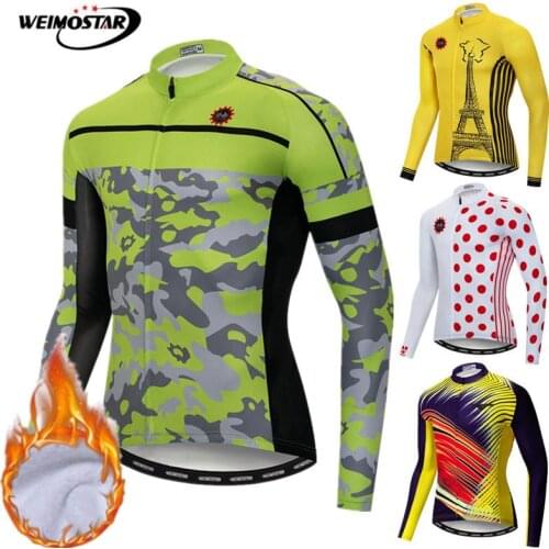Weimostar Cycling Jersey Winter Thermal Fleece Warm 2021 Pro Mtb Long Sleeve Bike Wear Uniform Bicycle Cycling Clothing Maillot