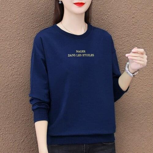 Spring Autumn Thin Women Sweatshirt Letter Print O-Neck Long Sleeves Loose Simple Fashion Daily Korean Style Casual Pullovers