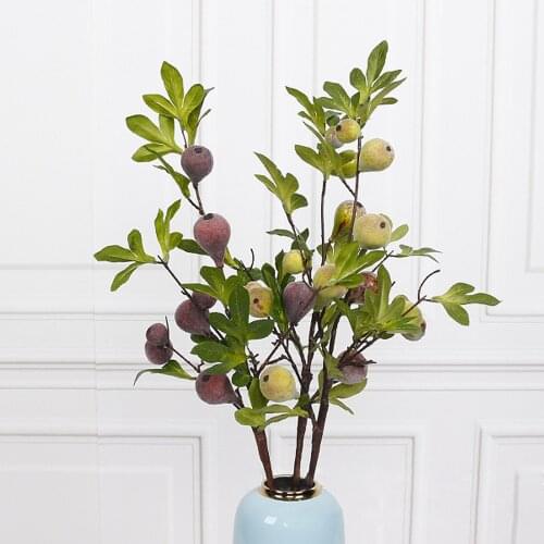 Simulated Single Multi-Leaf Fig Fruit Branch Fake Plants Figs Fruit Flower Christmas Thanksgiving Party Home Decorations