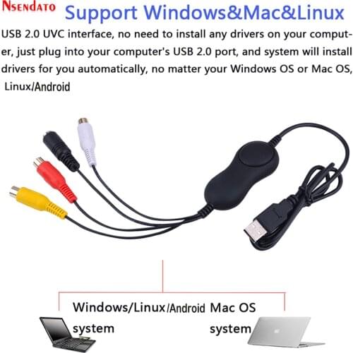 USB2.0 Video Recording Capture Card Analog to Digital USB UVC Video Audio Grabber Converter for XBOX PS3 VHS Windows Mac Android