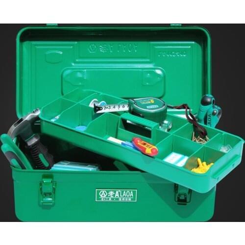 LAOA Thicken Hardware Tool Box Large Capacity Iron Toolkit Tools Storage Case With Inner Layers