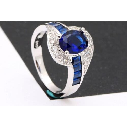 Silver Color women rings luxury elegant royal blue green Red Cubic Zircon promise promise Princess Cut Wedding Engagement Ring