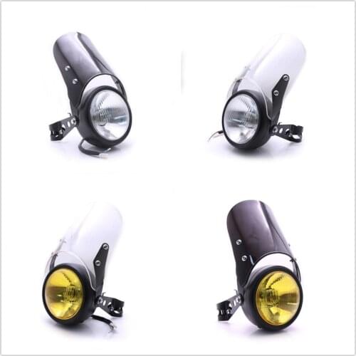 1set Universal Motorcycle Headlight w/ Fairing kit w/ Mount Brackets Fork Racer 28mm-34mm Fit for Honda Kawasaki YAMAHA Headlamp