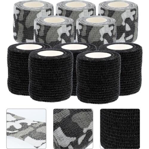 10 Rolls Tattoos Grip Tape Wrap Bandage Elastic Bandage Roll Self-Adherent Tape