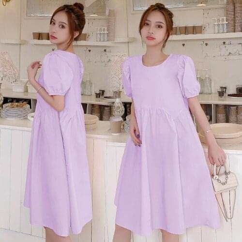 1205# Maternity Clothes Summer Cotton Short Sleeve Loose Stylish Slimming Dress for Pregnant Women Pregnancy Clothes