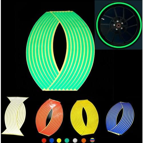 16 Strips Reflective Motocross Bike Motorcycle Sticker For17'18' Motorcycle Auto Wheel Rim Motorbike Moto Stickers Car Styling
