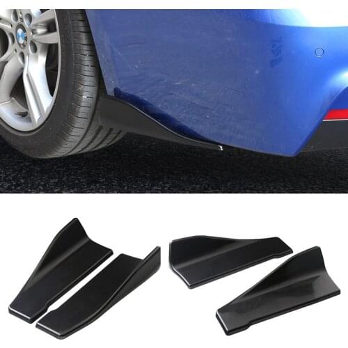 2pcs Black Rear Bumper Lip Apron Splitter Diffuser Valence Bottom Chin Spoilers With 10 Pieces Screws