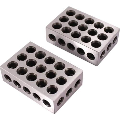 2pcs/pair 23 Holes Precision 25-50-75mm Blocks Gauge Hardened Steel Parallel Block Set Matched Machinist Milling Tool