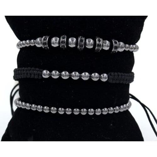 4mm 3PCS/Lot jrh3 gold silver Copper cz zircon cubic zirconia elastic ball bead Punk Macrame Charm Buddha Yoga Bracelet Bangles