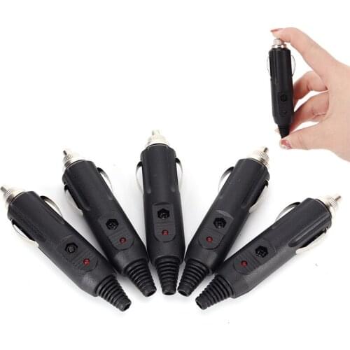 5 Pcs 12V High Power Male Car Cigarette Lighter Socket Plug Connector LED Heat Resistance For On-Board Electrical Accessories