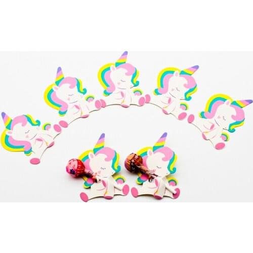 50 PCS 9x6.5cm Unicorn Lollipop Decoration Cards Kids Birthday Wedding Party Decorations Candy Lollipop Girl Unicorn Party Favor