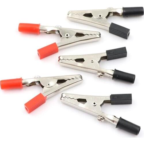 50 Pcs Mix Color Metal Alligator Clips Plastic Handle Test Probe 55mm