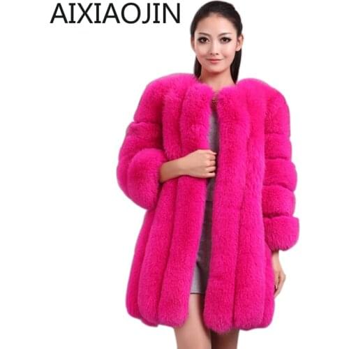 AIXIAOJING Pink Fur Coats