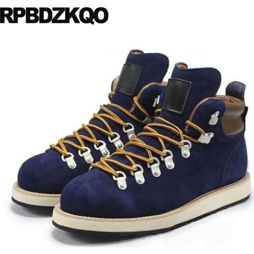 Suede safety genuine leather working booties luxury lace up Mens shoes work fall boots high quality designer plus size short