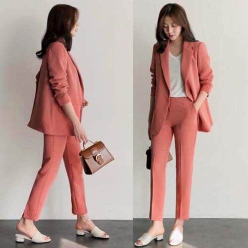 Pants suit Womens Autumn Elegant Office Lady Suits Women Two Piece Sets Femme Long Sleeve Jacket And Trouser Suits