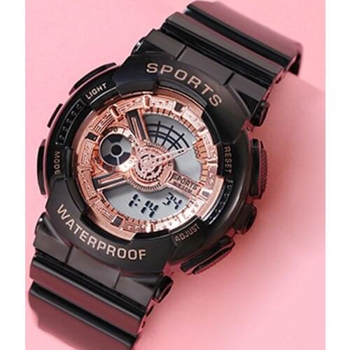 Stylish Men Women Digital Watch Black Rose Gold Lovers Watch LED 5ATM Waterproof Trendy School Student Sport Watches Gift Clock