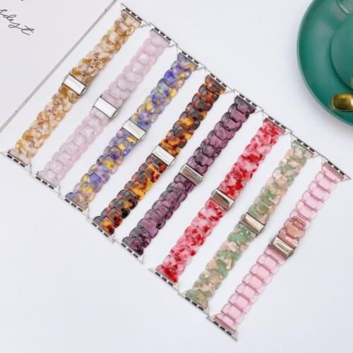 Colorful Resin Watch Strap for Apple Watch Series SE 6 5 4 Rainbow Pride Jade Watch Bands for iWatch 3 2 1 38 40 42 44mm