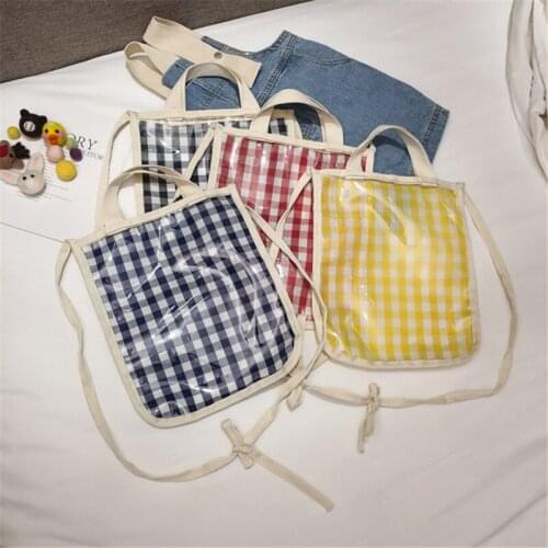 Children Leisure Handbag Summer New Simple Wild Crossbody Bag Korean Transparent Shoulder Bag For Boys/Girls Mini Plaid Handbag