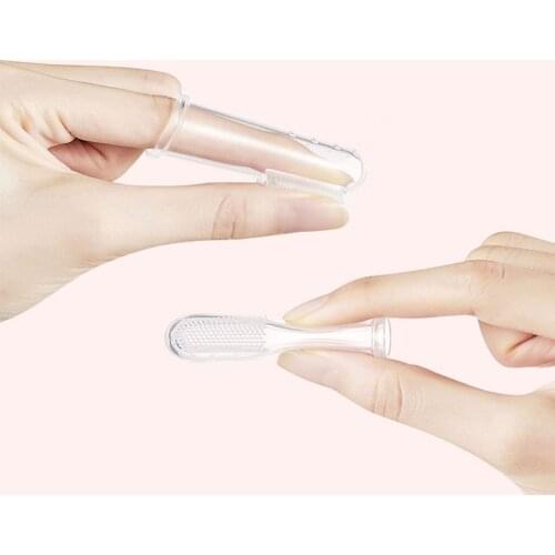 Cute Baby Finger Toothbrush With Box Children Teeth Clear Massage Soft Silicone Infant Rubber Cleaning Brush Infant Massager Set