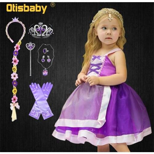 Infant Rapunzel Dress Baby Girls Party Princess Sofia Dress Tangled Costume Child Christmas Clothing Fantasia Sophia Purple Tutu