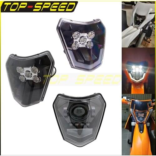 For SX F EXC XCF FE TE FC LED Dirt Bike Motocross Headlight Hi/Lo Beam Running Light For 530 XC-W Six Days XC-F 450 125 250 350