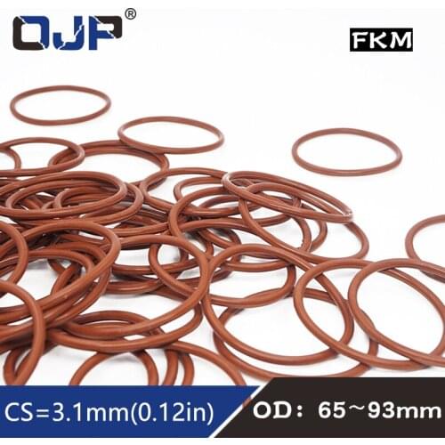 2PCS/lot Fluorine rubber Ring Brown FKM O ring Seal CS:3.1mm OD65/70/77/80/93mm Rubber O-Ring Seal Oil Ring Fuel Gasket Washer