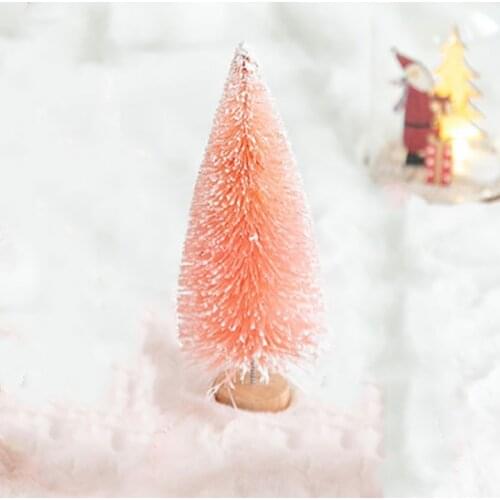 Hot Pink Christmas Desktop Small Flocking Tree Christmas Girl Heart Desktop Decoration Ornaments