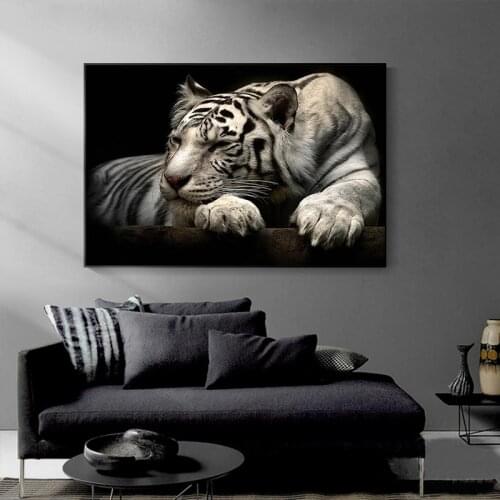 Modern Animal Posters Black and White Tiger Head Lion Canvas Paintings and Prints Living Room Bedroom Art Deco Pictures